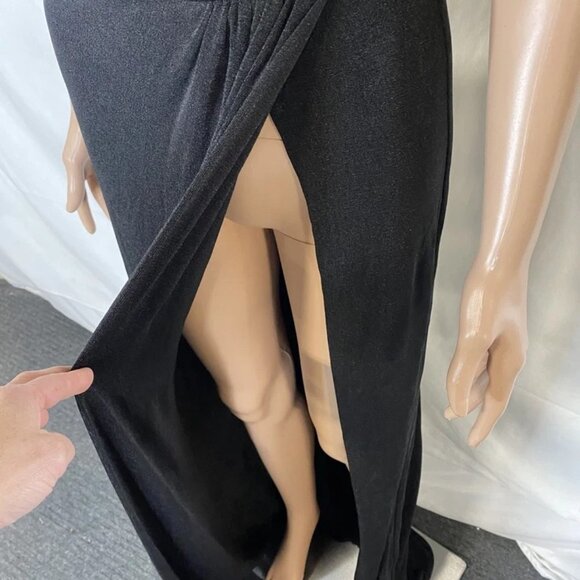 Khanum’s Women’s Sleeveless High-Slit Jersey Knit Long Dress – Black – Size S - Picture 7 of 11